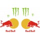  RED BULL MONSTER ENERGY naklejki na kask rowerowy, motocyklowy, narciarski, snowboardowy - YESS Naklejki