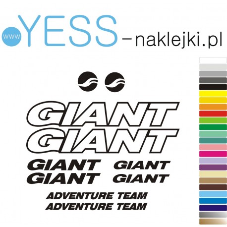 GIANT Adventure Team naklejki zastępcze na rower damski, męski, gravel, górski, mtb, szosowy, trekkingowy, miejski - YESS Naklej