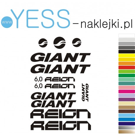 GIANT  REIGN naklejki zastępcze na rower damski, męski, gravel, górski, mtb, szosowy, trekkingowy, miejski - YESS Naklejki