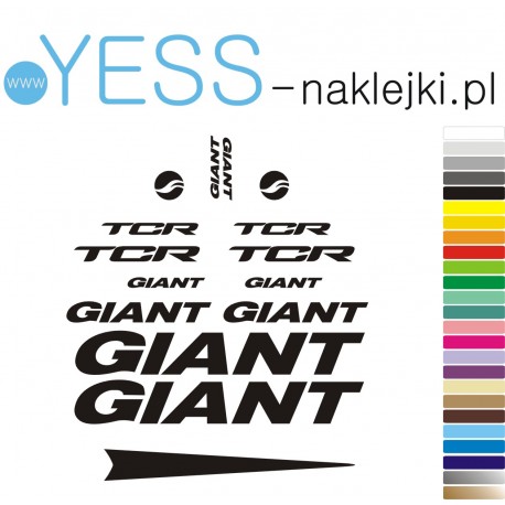 GIANT  TCR   naklejki zastępcze na rower damski, męski, gravel, górski, mtb, szosowy, trekkingowy, miejski - YESS Naklejki