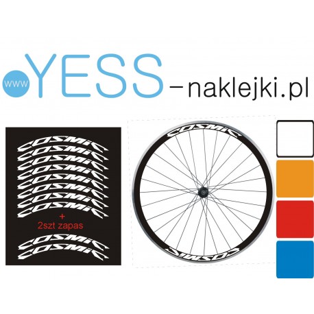 COSMIC 8szt + 2szt  tuningowe naklejki rower koła obręcz 26’ 27’ 28’ 29’ - YESS Naklejki