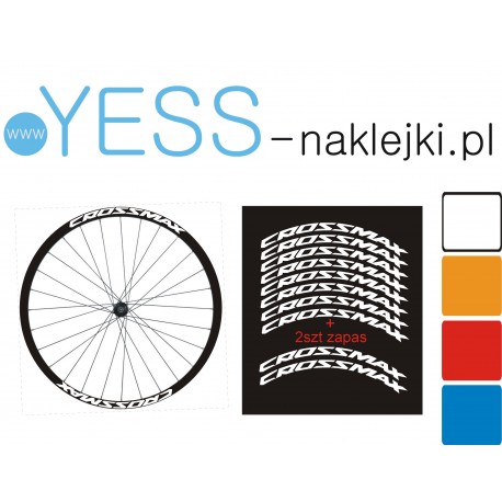 CROSSMAX 8szt + 2szt  tuningowe naklejki rower koła obręcz 26’ 27’ 28’ 29’ - YESS Naklejki