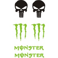 PUNISHER MONSTER ENERGY naklejki tuningowe na kask, rower, motocykl, quad, skuter - YESS Naklejki