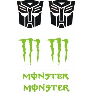 TRANSFORMERS AUTOBOT  MONSTER ENERGY naklejki tuningowe na kask, rower, motocykl, quad, skuter - YESS Naklejki