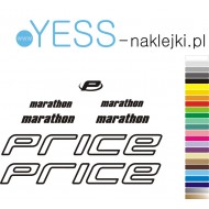 PRICE MARATHON naklejki zastępcze na rower damski, rower męski, gravel, górski, mtb, szosowy, trekkingowy, miejski  YESS Naklejk