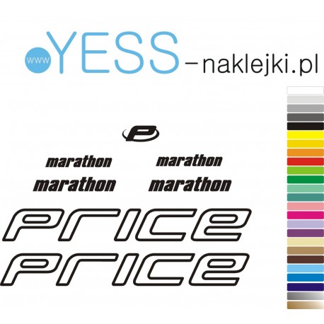 PRICE MARATHON naklejki zastępcze na rower damski, rower męski, gravel, górski, mtb, szosowy, trekkingowy, miejski  YESS Naklejk