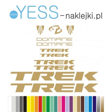 TREK DOMANE złote naklejki na rower gravel, górski, mtb, szosowy, crossowy, trekkingowy, elektryczny, mtb, YESS Naklejki