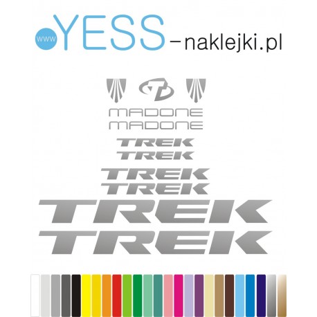 TREK MADONE srebrne naklejki na rower gravel, górski, mtb, szosowy, crossowy, trekkingowy, elektryczny, mtb, YESS Naklejki