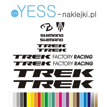 TREK FACTORY RACING  SHIMANO naklejki zastępcze na rower damski, męski, gravel, górski, mtb, szosowy, trekkingowy