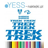 TREK SHIMANO niebieskie naklejki na rower gravel, górski, mtb, szosowy, crossowy, trekkingowy, elektryczny, mtb, YESS Naklejki