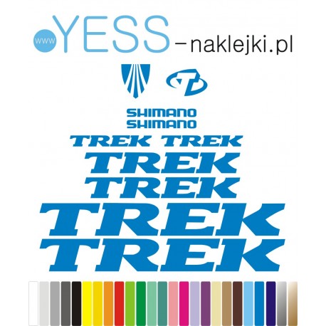 TREK SHIMANO niebieskie naklejki na rower gravel, górski, mtb, szosowy, crossowy, trekkingowy, elektryczny, mtb, YESS Naklejki