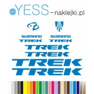 TREK SHIMANO niebieskie naklejki na rower gravel, górski, mtb, szosowy, crossowy, trekkingowy, elektryczny, mtb, YESS Naklejki