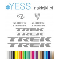 TREK SHIMANO srebrne naklejki na rower gravel, górski, mtb, szosowy, crossowy, trekkingowy, elektryczny, mtb, YESS Naklejki