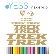 TREK SHIMANO  złote naklejki na rower gravel, górski, mtb, szosowy, crossowy, trekkingowy, elektryczny, mtb, YESS Naklejki