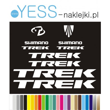 TREK SHIMANO białe naklejki na rower gravel, górski, mtb, szosowy, crossowy, trekkingowy, elektryczny, mtb, YESS Naklejki