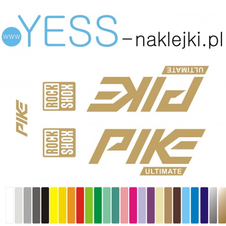 PIKE ROCK SHOX Ultimate złote naklejki zastępcze na amortyzator widelec  rowerowy YESS Naklejki