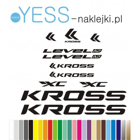 KROSS  LEVEL A2 naklejki zastępcze rower damski, rower męski, gravel, górski, mtb, szosowy, trekkingowy, miejski - YESS Naklejki