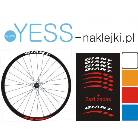 GIANT 10szt  tunungowe naklejki rower koła obręcz 26’ 27’ 28’ 29’ - YESS Naklejki