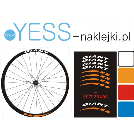 GIANT 10szt  tunungowe naklejki rower koła obręcz 26’ 27’ 28’ 29’ - YESS Naklejki