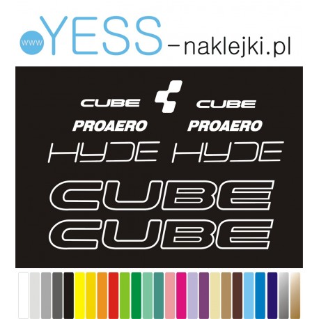 CUBE  HYDE PROAERO naklejki zastępcze na rower damski, męski, gravel, górski, mtb, szosowy, trekkingowy, miejski - YESS Naklejki