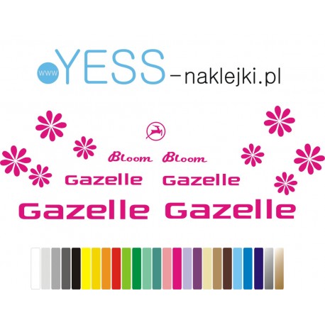 Gazelle  BLOOM naklejki zastępcze na rower damski, damka,  rower holender, rower amsterdam,  rower miejski - YESS Naklejki