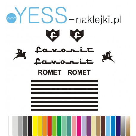 FAVORIT ROMET naklejki zastępcze na rower damski, rower męski, gravel, górski, mtb, szosowy, trekkingowy, miejski  YESS Naklejki