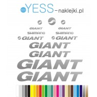 GIANT  SHIMANO  srebrne naklejki na rower , GIANT naklejki zastępczena rower, gravel, górski, szosowy, crossowy -  YESS Naklejki