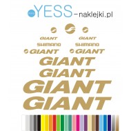 GIANT  SHIMANO  złote naklejki na rower , GIANT naklejki zastępczena rower, gravel, górski, szosowy, crossowy -  YESS Naklejki