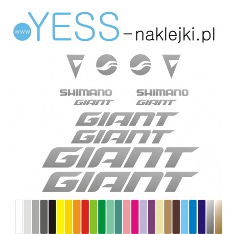 GIANT srebrne naklejki na rower, GIANT naklejki zastępczena rower, gravel, górski, mtb, szosowy,  crossowy - Sklep YESS Naklejki