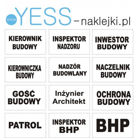 KIEROWNIK BUDOWY  Naklejka na kask hełm ochronny budowlany roboczy   YESS Naklejki