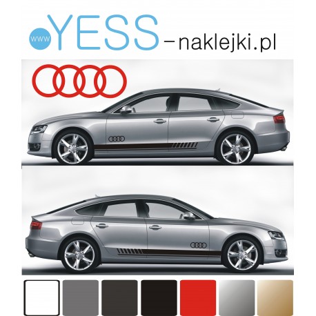 AUDI Uniwersalne Naklejki Pasy Boczne 180cm Tuning Samochód  A4 A5 A6 A7 A8 Q3 Q5 Q7 Q8 TT YESS Naklejki