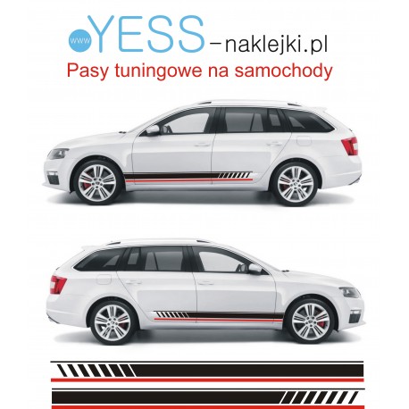 SKODA  Naklejki Pasy Boczne 190cm na Każdy Samochód Tuning    YESS Naklejki