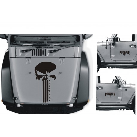 PUNISHER  QUATTRO   Naklejki Samochód Jeep Toyota Honda Land Rover Defender Nissan Suzuki Subaru Mitsubishi TUNING OFF ROAD 4X4