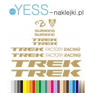 TREK FACTORY RACING  SHIMANO złote naklejki zastępcze na rower damski, męski, gravel, górski, mtb, szosowy, trekkingowy, miejski