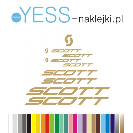 SCOTT złote  naklejki zamienniki na rower SCOTT, gravel, górski, mtb, szosowy, trekkingowy, miejski - YESS Naklejki