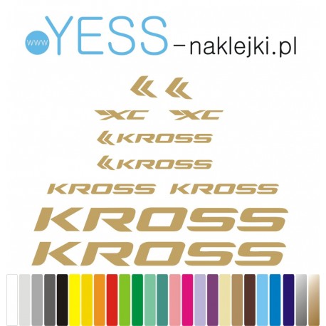 KROSS  złote naklejki zastępcze na rower damski, na rower męski, gravel, górski, mtb, szosowy, trekkingowy, miejski - YESS Nakle