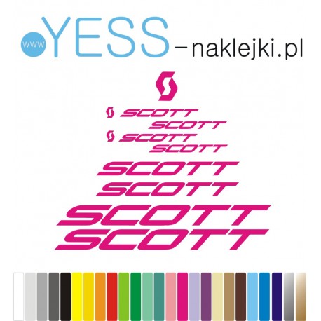 SCOTT różowe naklejki zastępcze na rower damski, męski, gravel, górski, mtb, szosowy, trekkingowy, miejski - YESS Naklejki