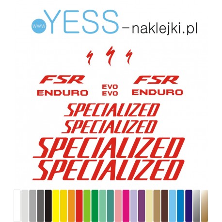 SPECIALIZED FSR ENDURO EVO S-WORKS  naklejki zastępcze na rower damski, męski, gravel, górski, mtb, szosowy, trekkingowy - YESS 