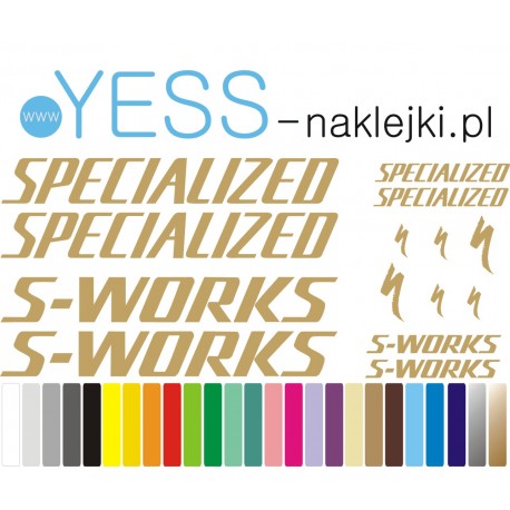 SPECIALIZED S-WORKS naklejki na rower  Aethos, Aethos 2 Expert, Roubaix SL8, Tarmac SL8 Pro, Tarmac SL8 Pro,Turbo Creo 2 Comp