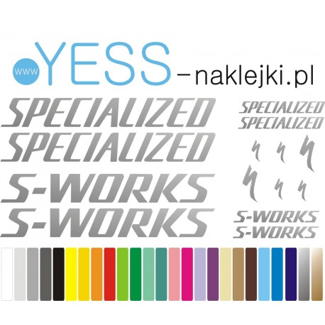 SPECIALIZED S-WORKS naklejki na rower  Aethos, 2 Expert, Roubaix SL8, Tarmac SL8 Pro, Tarmac SL8 Pro, Turbo Creo 2 Comp, Epic
