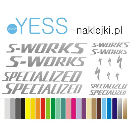 SPECIALIZED S-WORKS naklejki na rower Aethos, Aethos 2 Expert, Roubaix SL8, Tarmac SL8 Pro, Tarmac SL8 Pro,Turbo Creo 2 Comp