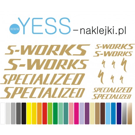  	SPECIALIZED S-WORKS naklejki na rower Aethos, Aethos 2 Expert, Roubaix SL8, Tarmac SL8 Pro, Tarmac SL8 Pro,Turbo Creo 2 Comp