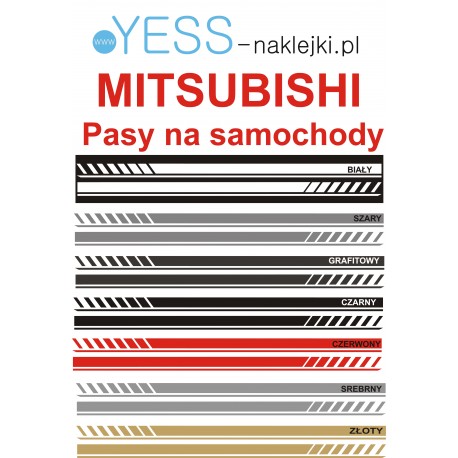 MITSUBISHI ASX, Colt, Eclipse Cross, Outlander PHEV, Space Star,Lancer, Galant, Pajero, Uniwersalne Naklejki Pasy na Samochód 