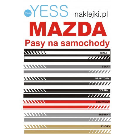 MAZDA 6  MX5 Miata CX5 CX3  Uniwersalne Naklejki Pasy Boczne 180cm Tuning Samochód YESS Naklejki