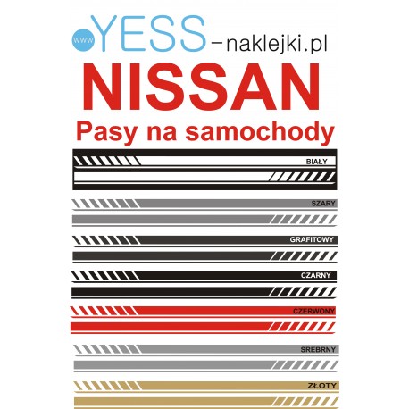 NISSAN Juke QASHQAI ARIYA Leaf Micra X-Trail NAWARA Uniwersalne Naklejki Pasy Boczne  180cm  na Samochód  Tuning  YESS Naklejki