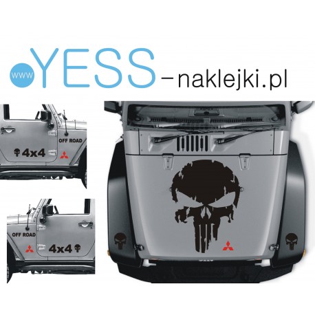  PUNISHER MITSUBISHI Naklejki tuningowe samochód terenowy Outlander PHEV, Pajero, Off Road 4x4 YESS Naklejki
