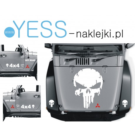  PUNISHER MITSUBISHI Naklejki tuningowe samochód terenowy Outlander PHEV, Pajero, Off Road 4x4 YESS Naklejki