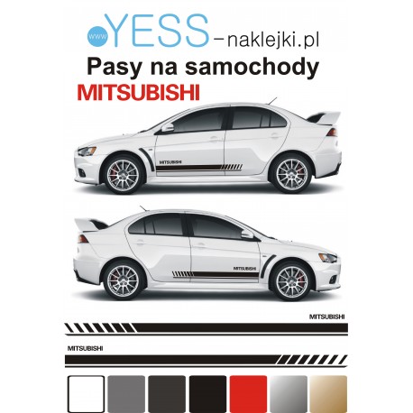 MITSUBISHI  Pajero, ASX, Colt, Eclipse Cross, Outlander PHEV, Space Star,Lancer, Galant, Uniwersalne Naklejki Pasy Boczne 180cm 