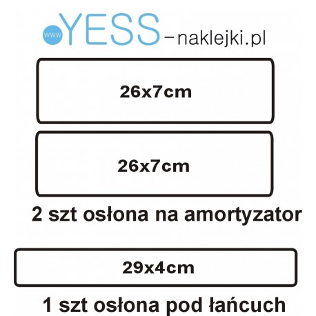 3szt Bezbarwne Naklejki OCHRONNE  osłona pod łańcuch OCHRONNA na amortyzator widelec YESS Naklejki