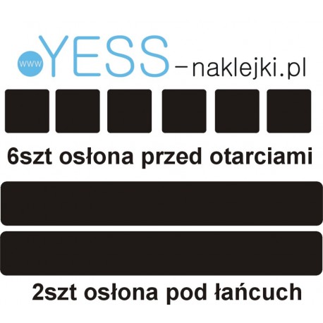 8szt OCHRONNE  Folia zabezpieczająca pod łańcuch Naklejki maskującące na rower  YESS Naklejki